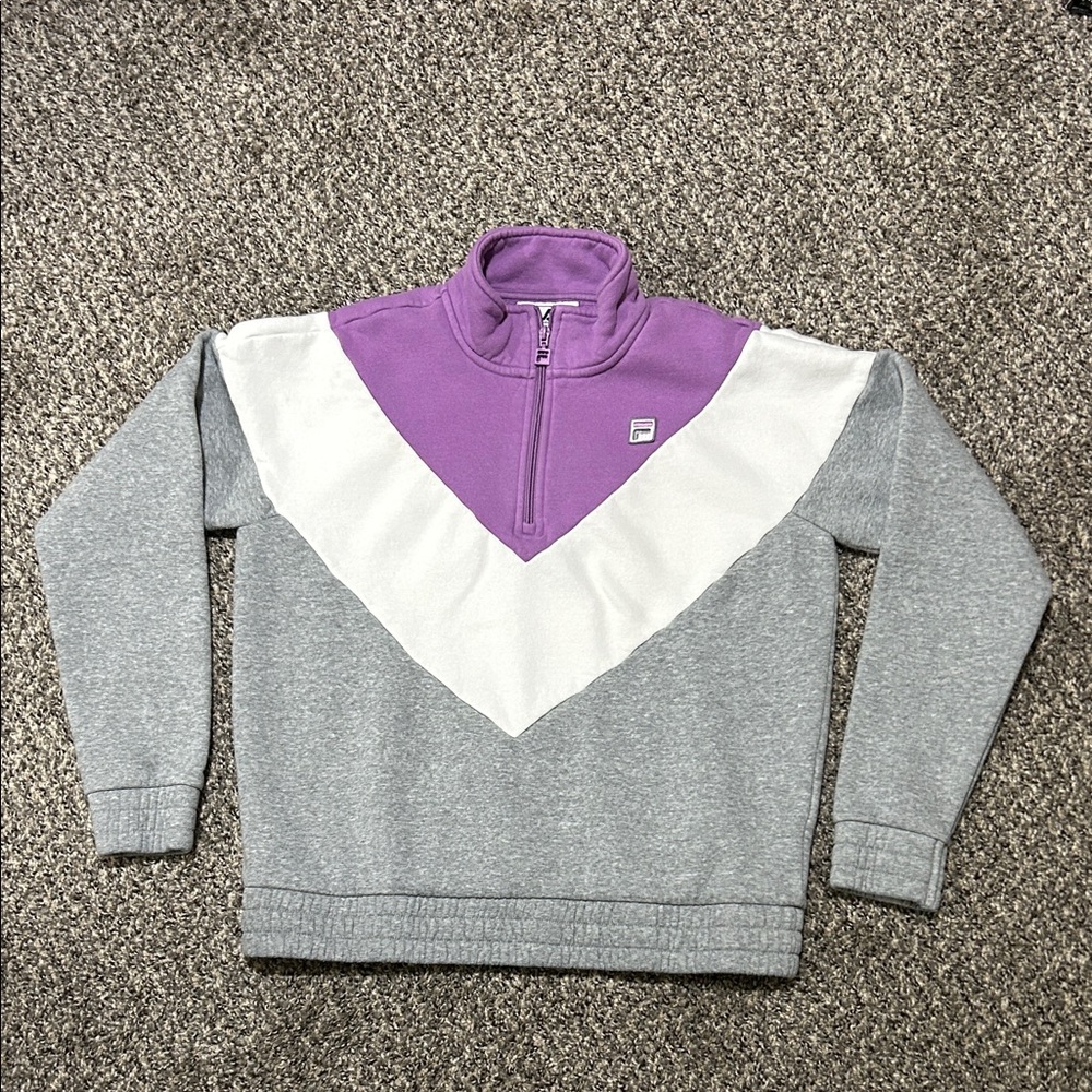 Fila 90s Multicolor Stripped Pullover
Zipper Collar Sweater. UK size Large